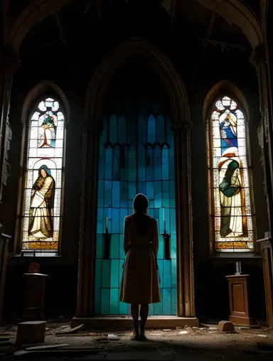 Ghost Girl Pic: Abandoned Church Haunting Beauty
