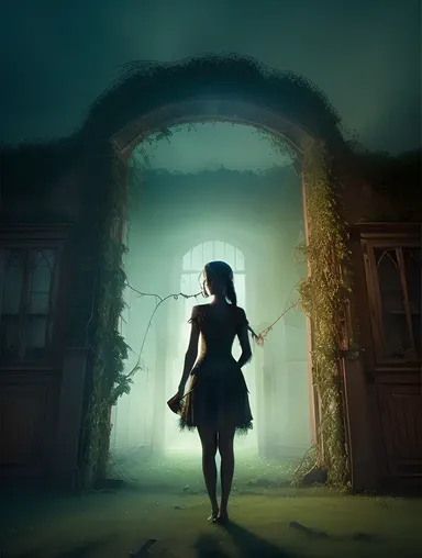 Ghost Girl Pic: Haunting Mansion Vines Glow