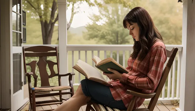 Ghost Girl Pic: Rocking Chair with Open Book and Faint Breeze