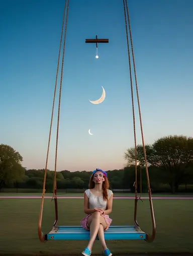 Ghost Girl Pic: Whimsical Playground Swing Dream