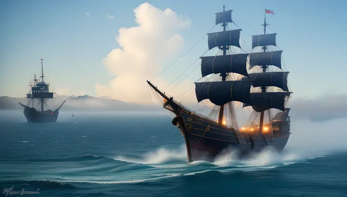 Ghostly Rastapopoulos Ship Drifts Through Foggy Waters