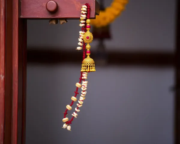 Ghungroo Adorned Anklet Hanging from Traditional Doorframe