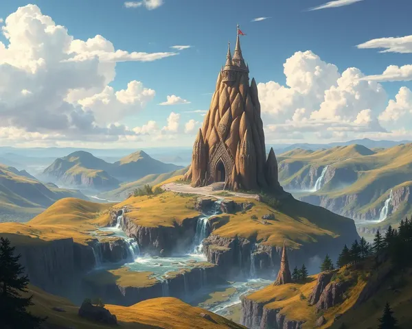 Giant Biskut Monument Rising from Fantasy Landscape