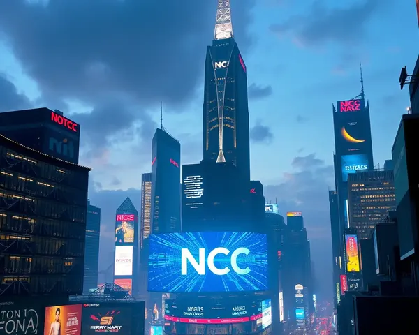 Giant NCC Logo in Futuristic Cityscape