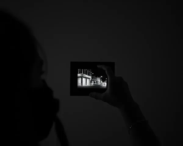 Girl Develops Black and White Photo in Darkroom