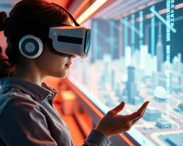 Girl Edits 3D Cityscape in Futuristic Lab