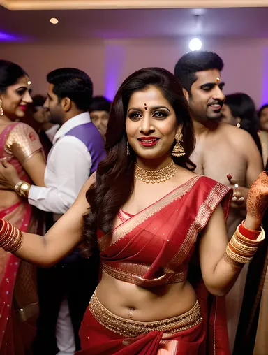 Glamorous Indian Bhabhi Dancing at Wedding with Friends Family