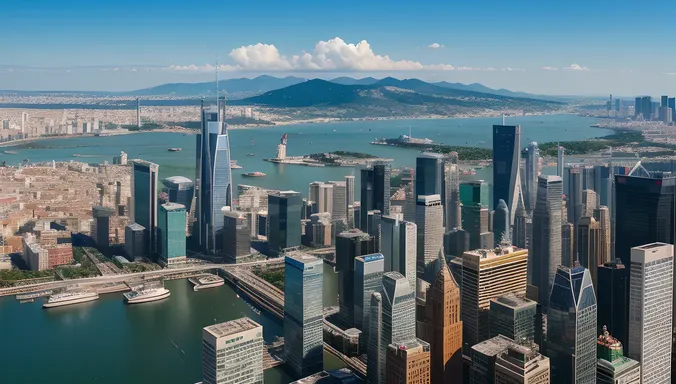 Global Economy Symbolized by Cityscape and Finance