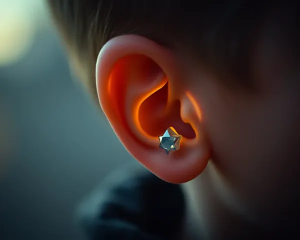Glowing Boy's Ear Ring in Soft Focus Atmosphere