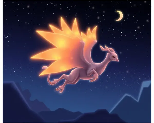 Glowing Kammal Soars Through Starry Night Sky with Crescent Moon