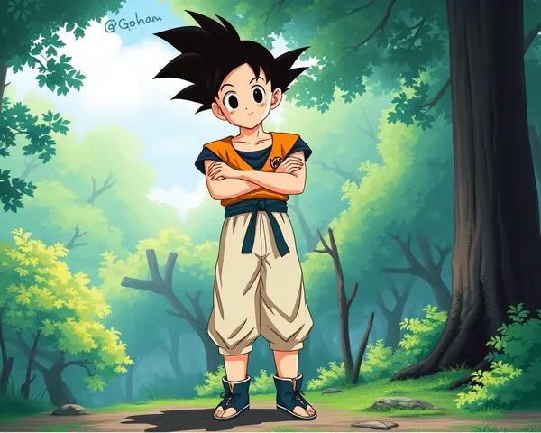 Gohan Standing Relaxed in Green Forest
