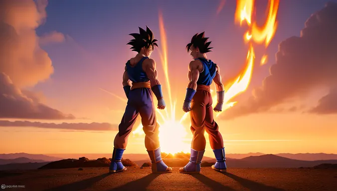 Goku and Vegeta Stand Ready Against Frieza's Forces on Planet Namek
