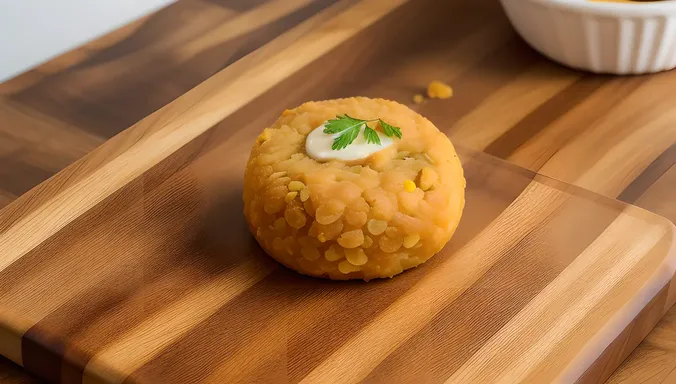 Golden Brown Laddu on Rustic Cutting Board