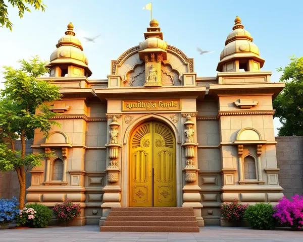 Golden Door and Stone Carvings at Ayodhya Temple Entrance