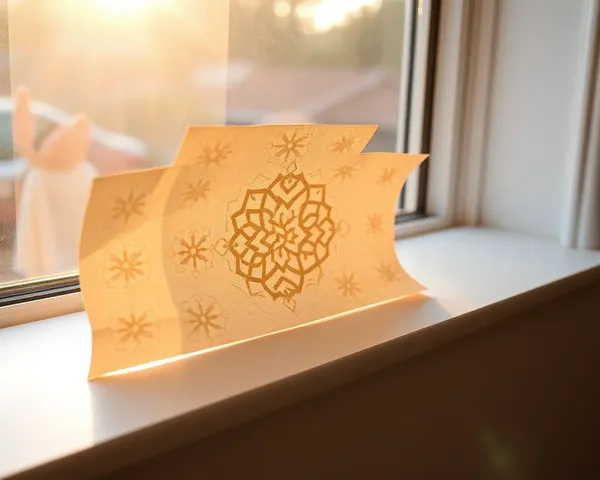 Golden Light Illuminates Paper Pataka on Windowsill