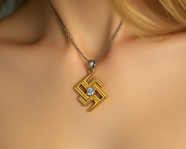 Golden Swastika Pendant with Diamond on Elegant Neck