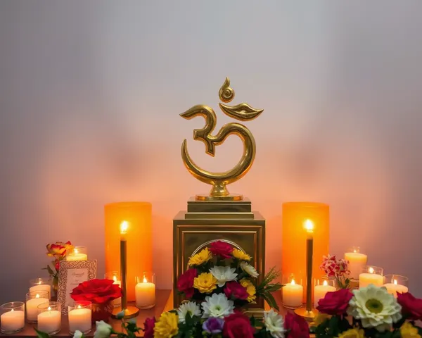Golden Swastika Statue in Peaceful Environment