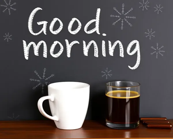 Good Morning Chalkboard with Coffee and Colorful Background