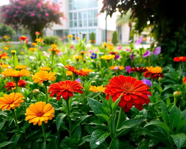 Good Morning Image Shukrawar: Beautiful Garden with Morning Dew and Vibrant Flowers
