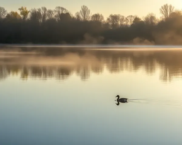 Good Morning Image Shukrawar: Serene Lake with Peaceful Reflection and Ducks Swimming