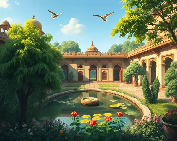 Good Morning Shaniwar Image: Serene Shaniwar Wada Courtyard Illustration