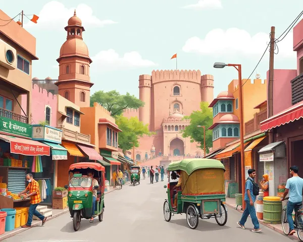 Good Morning Shaniwar Image: Whimsical Indian Street Scene with Shaniwar Wada