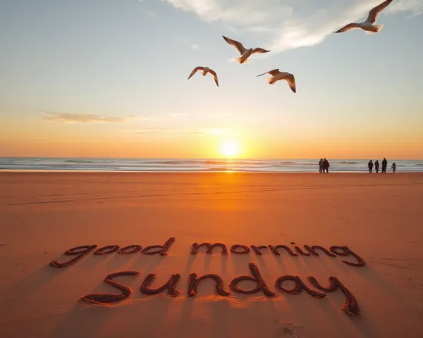 Good Morning Sunday: Serene Beach Scene at Sunrise