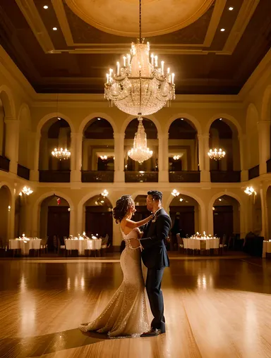 Grand Ballroom with Chandelier and Live Band