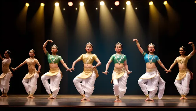 Grand Bharatanatyam Performance in White and Gold Costumes