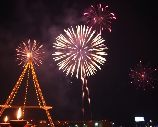 Grand Fireworks Display on CB Background Diwali Night