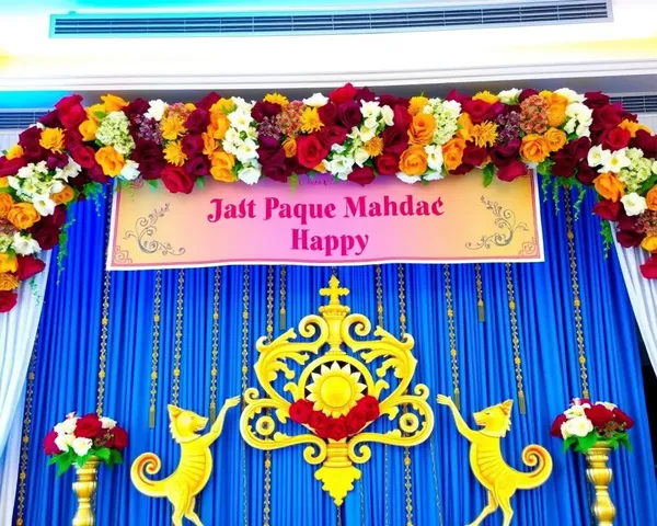 Grand Mandap Decoration Banner with Bold Flowers and Ornate Design