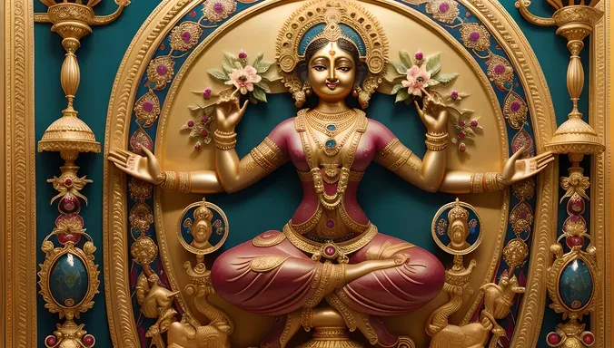 Grand Nataraja Illustration on Rich Jewel-Toned Wallpaper