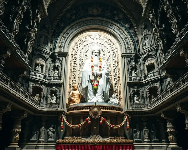 Grand Sai Baba Statue in Temple Setting with Intricate Carvings