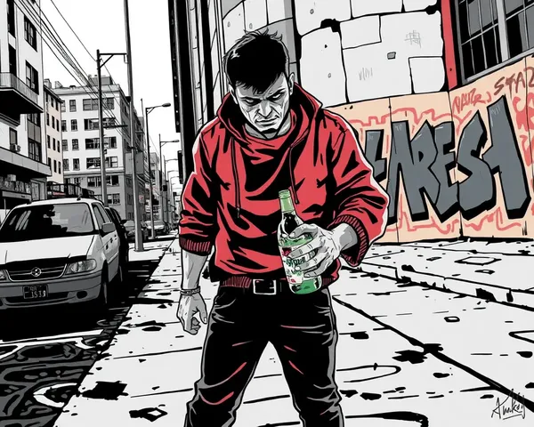 Gritty Thug with Broken Glass and Graffiti Backdrop