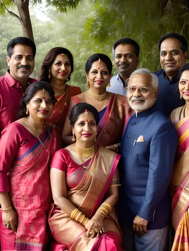 Group Photo of Indian Bhabhi with Family at Reunion