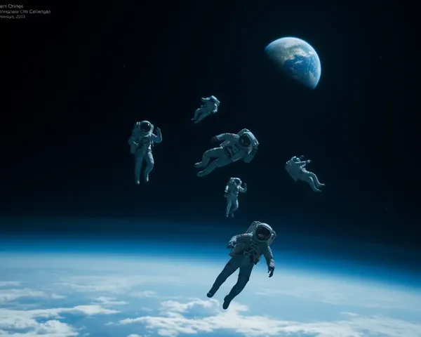 Group of Astronauts Floating in Space with Earth in Distance