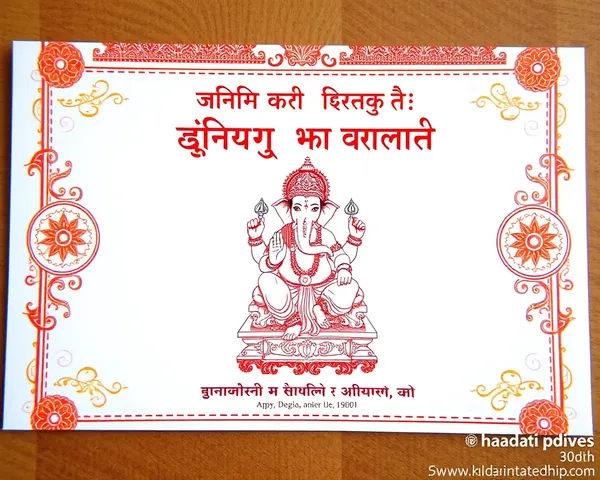 Hand-Drawn Ganpati Invitation Card in Marathi Intricate Details