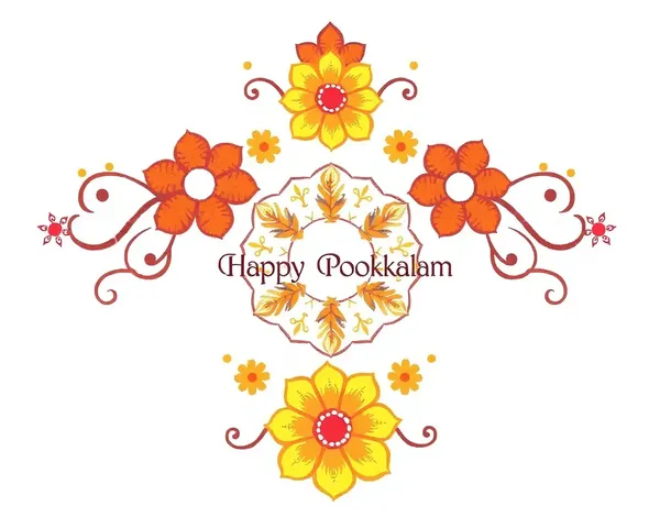 Hand-Drawn Red Orange Yellow Pookkalam Design