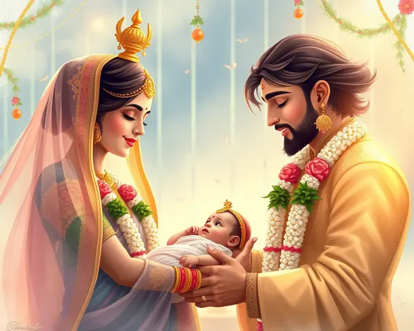 Hand-Painted Digital Art Namkaran Ceremony