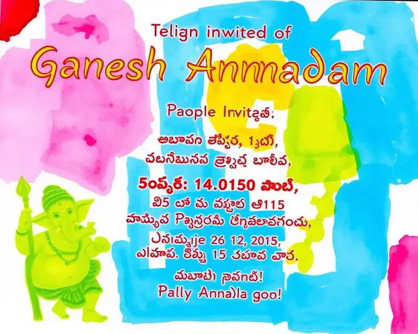 Hand-Painted Invitation for Ganesh Annadanam in Telugu