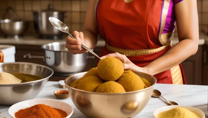 Handmade Laddu with Traditional Indian Ingredients