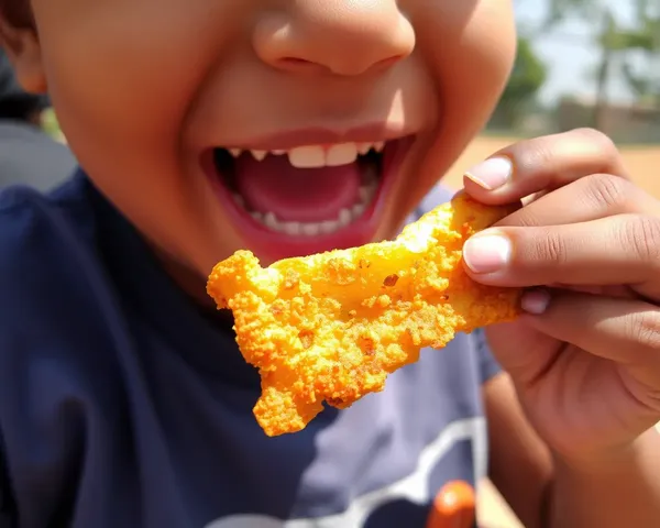 Happy Child Devours Crispy Gathiya on Sunny Afternoon