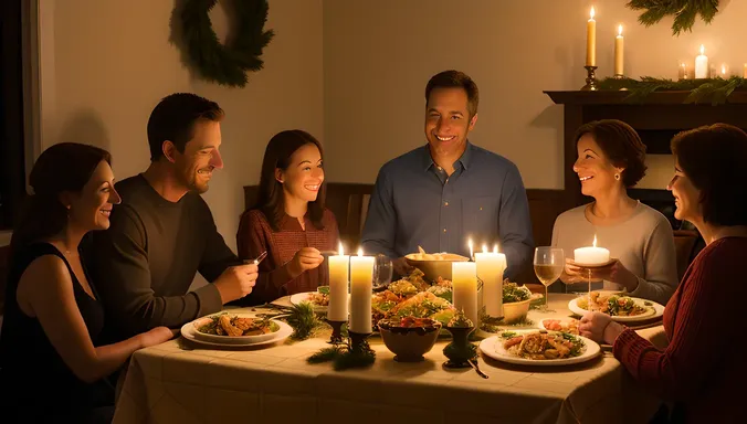 Happy Family Enjoying Crockpot Meal with Ambiance