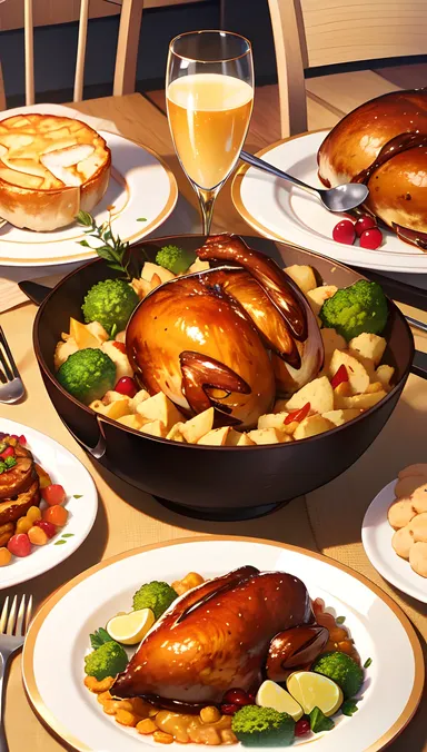 Happy Family Gathered Around Thanksgiving Table Background