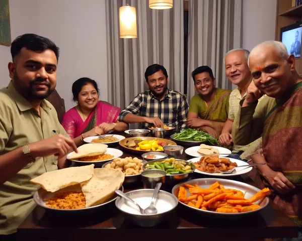 Happy Family Sharing Aata Bread and Indian Delicacies