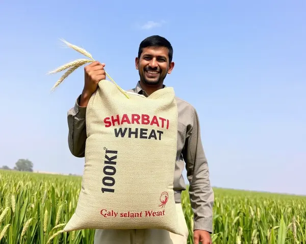 Happy Farmer Holds 100 kg Sharbati Wheat Bag Smiling