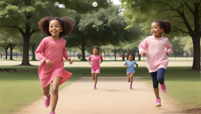 Happy Girl Plays with Ball in Pink Burkha
