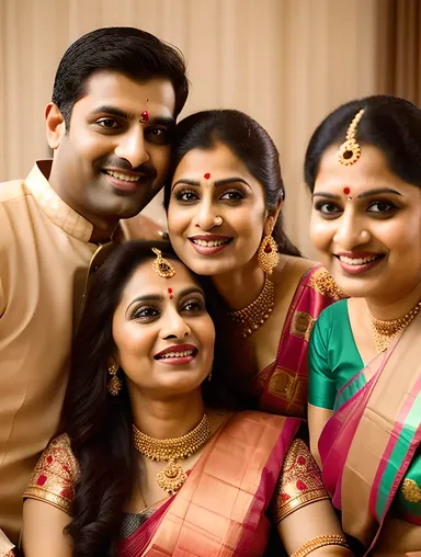 Happy Indian Bhabhi with Loving Family Celebrating Occasion