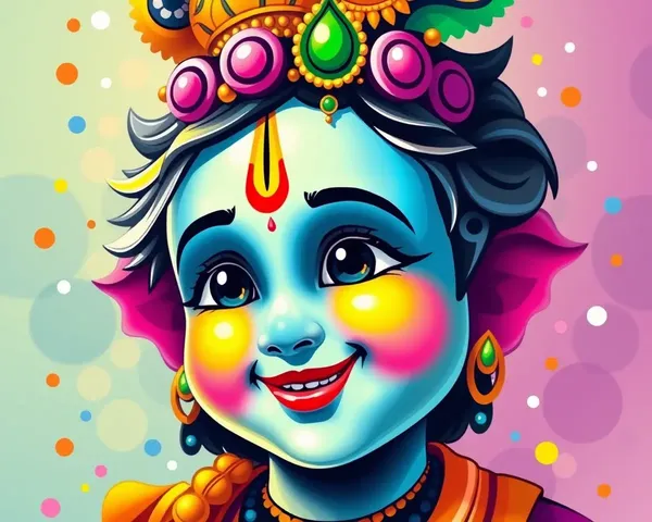 Happy Janmashtami Illustration with Bright Smile and Festive Background