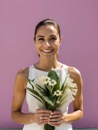 Happy Person Holds Bouquet of Datura Flowers